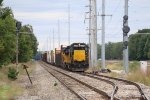 Tied down in the siding, GDLK302 waits for a crew van after coming up from Elkhart